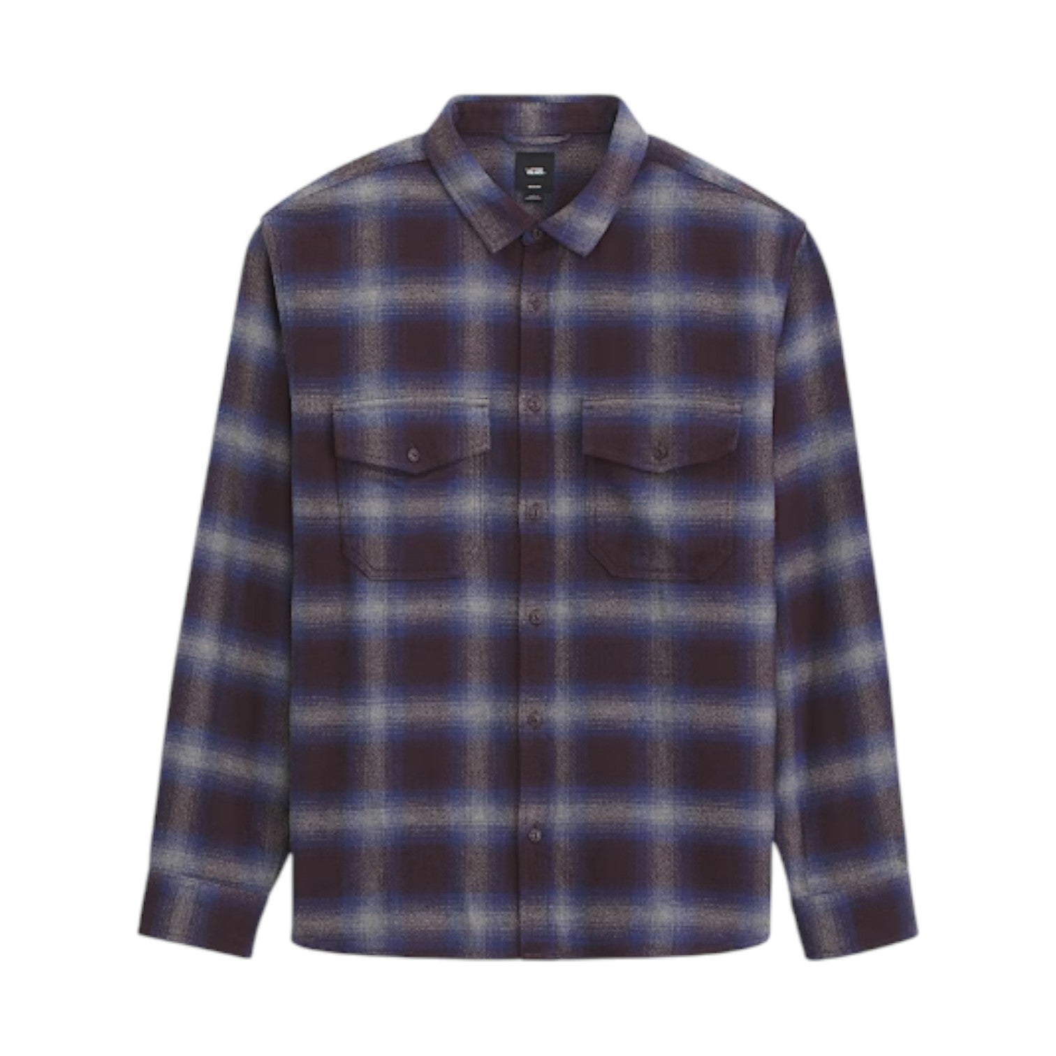 vans dress shirts Bixby Plaid Flannel Shirt (Dark Port Red / Pewter Heather Grey) VBU XLarge