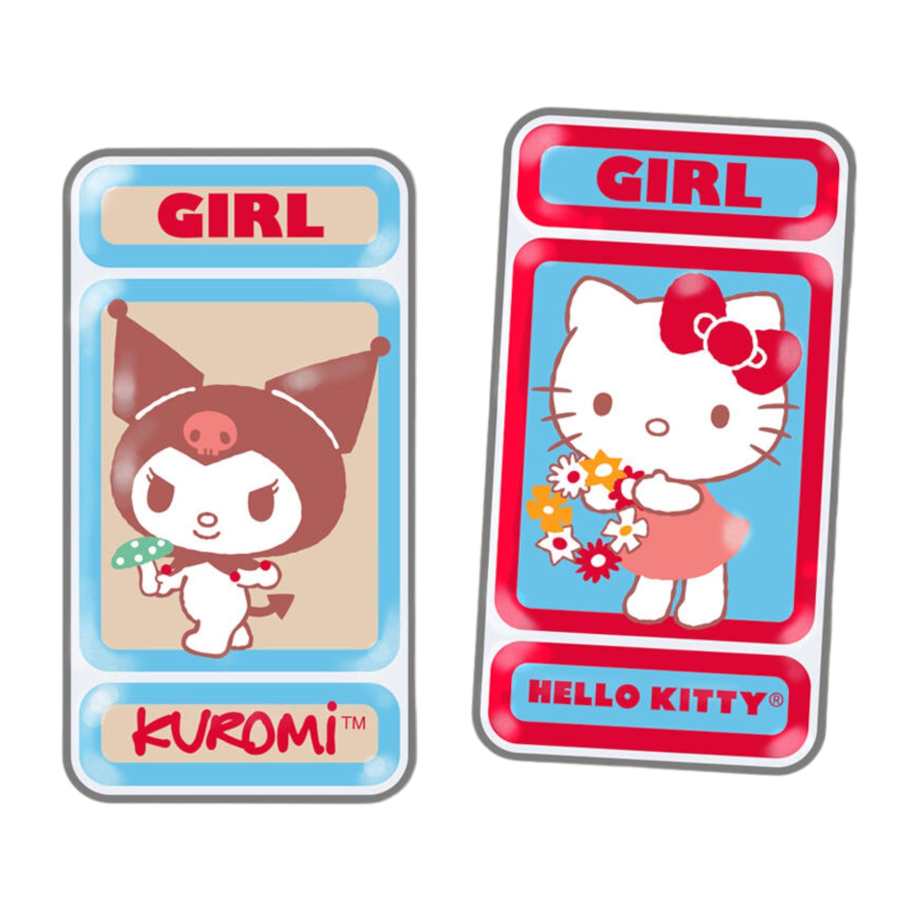 Girl x Sanrio Kitty/Kuromi Enamel Pin Set