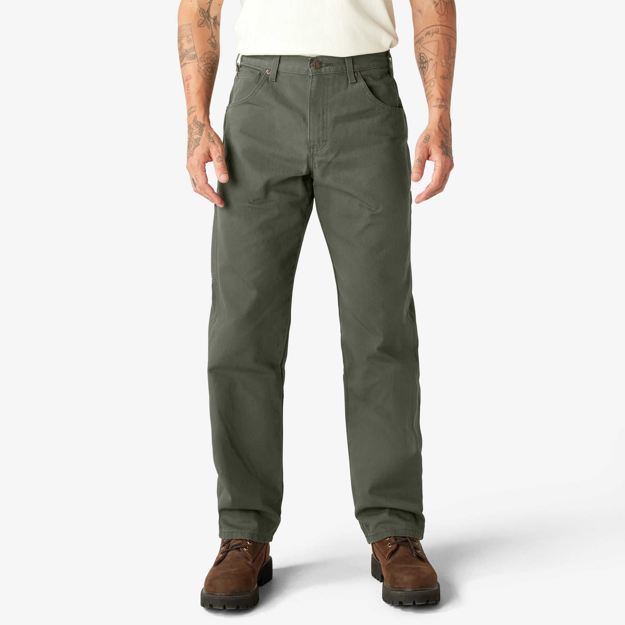 Dickies 1939 Relaxed Fit Carpenter Pants - Rinsed Moss Green