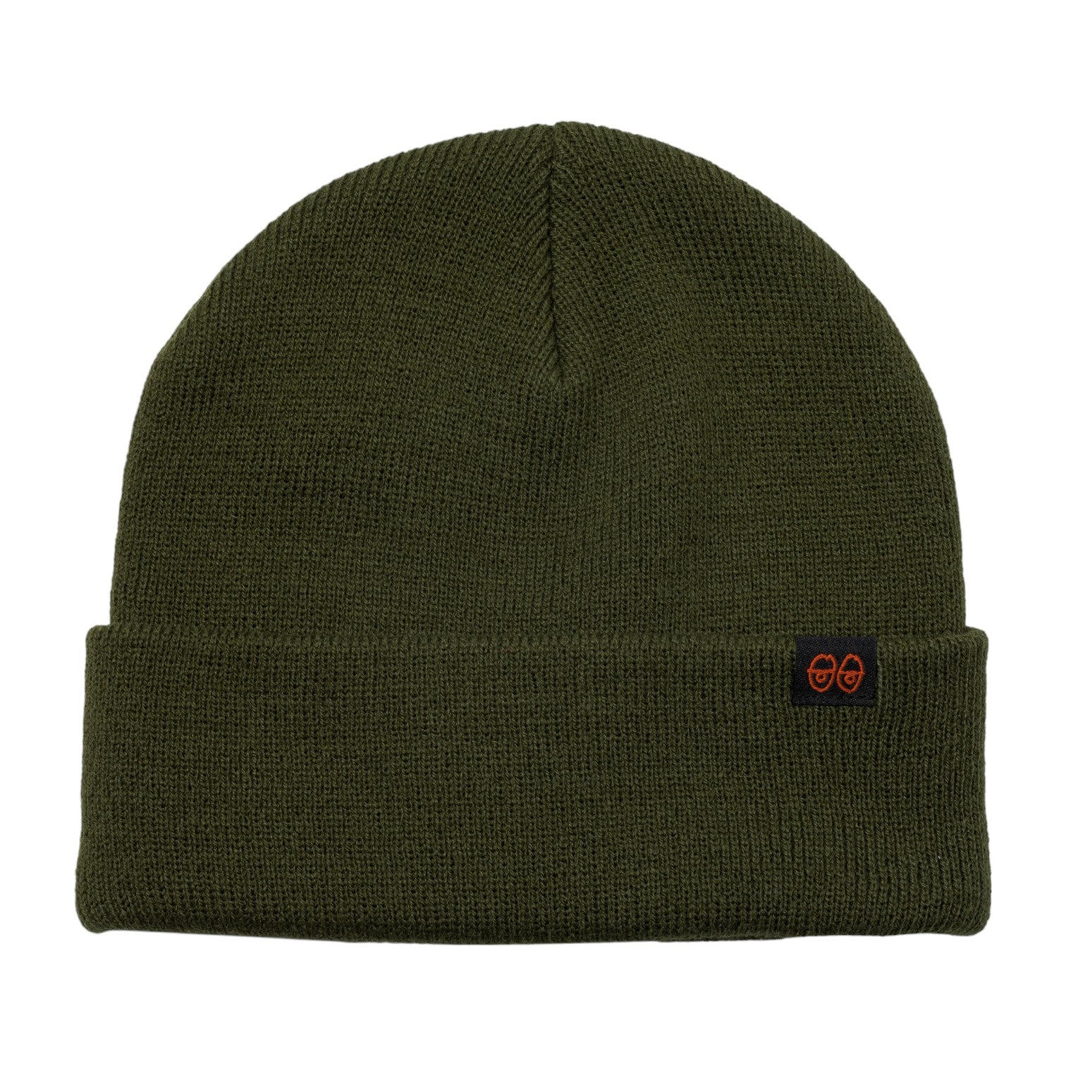Krooked Eyes Clip Cuff Beanie - Olive/Red