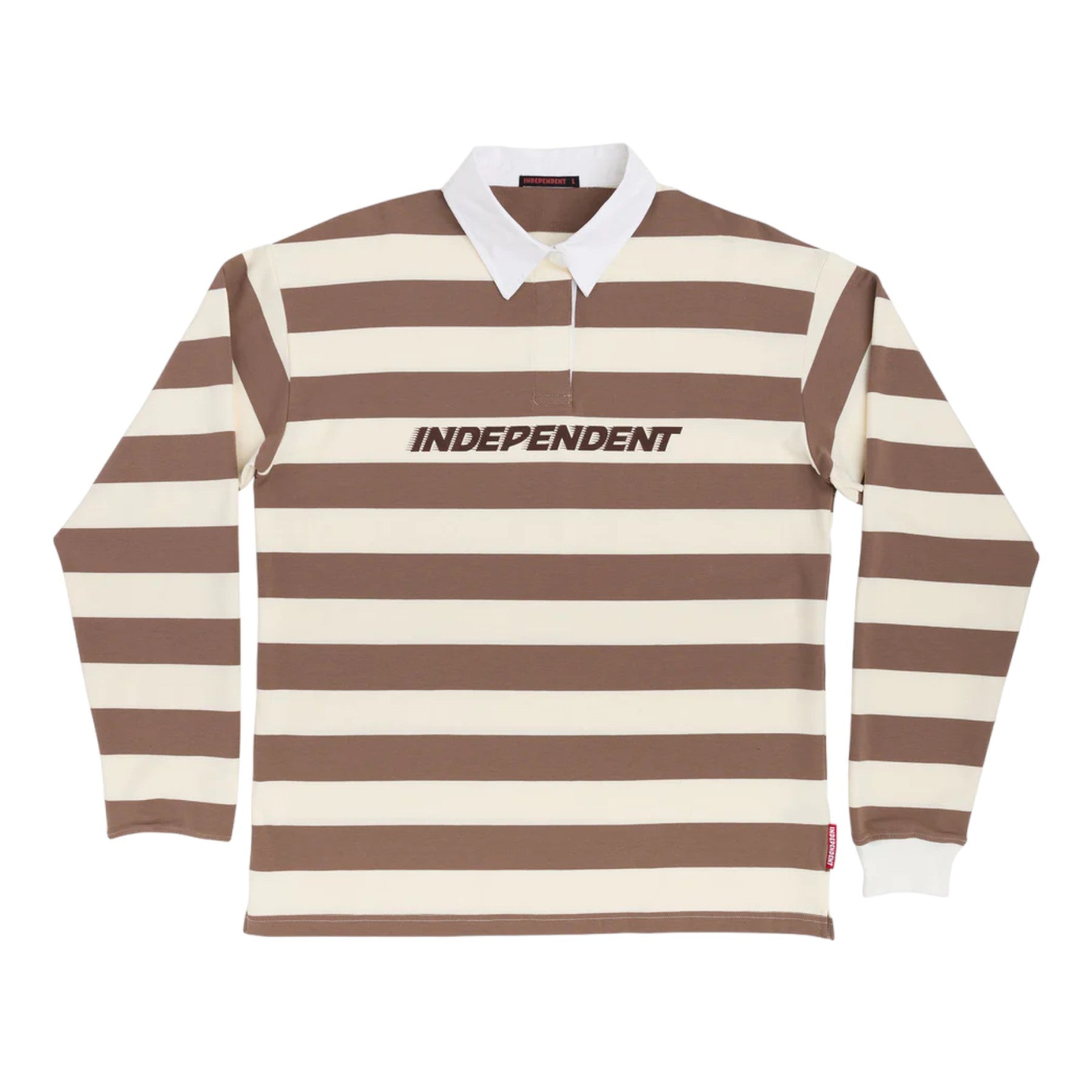 Independent OG Speed L/S Polo Shirt - Natural Stripe