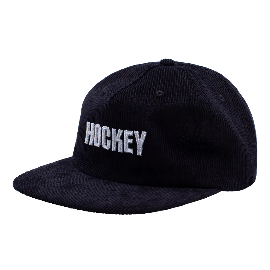 Hockey Corduroy 5 Panel Hat - Black