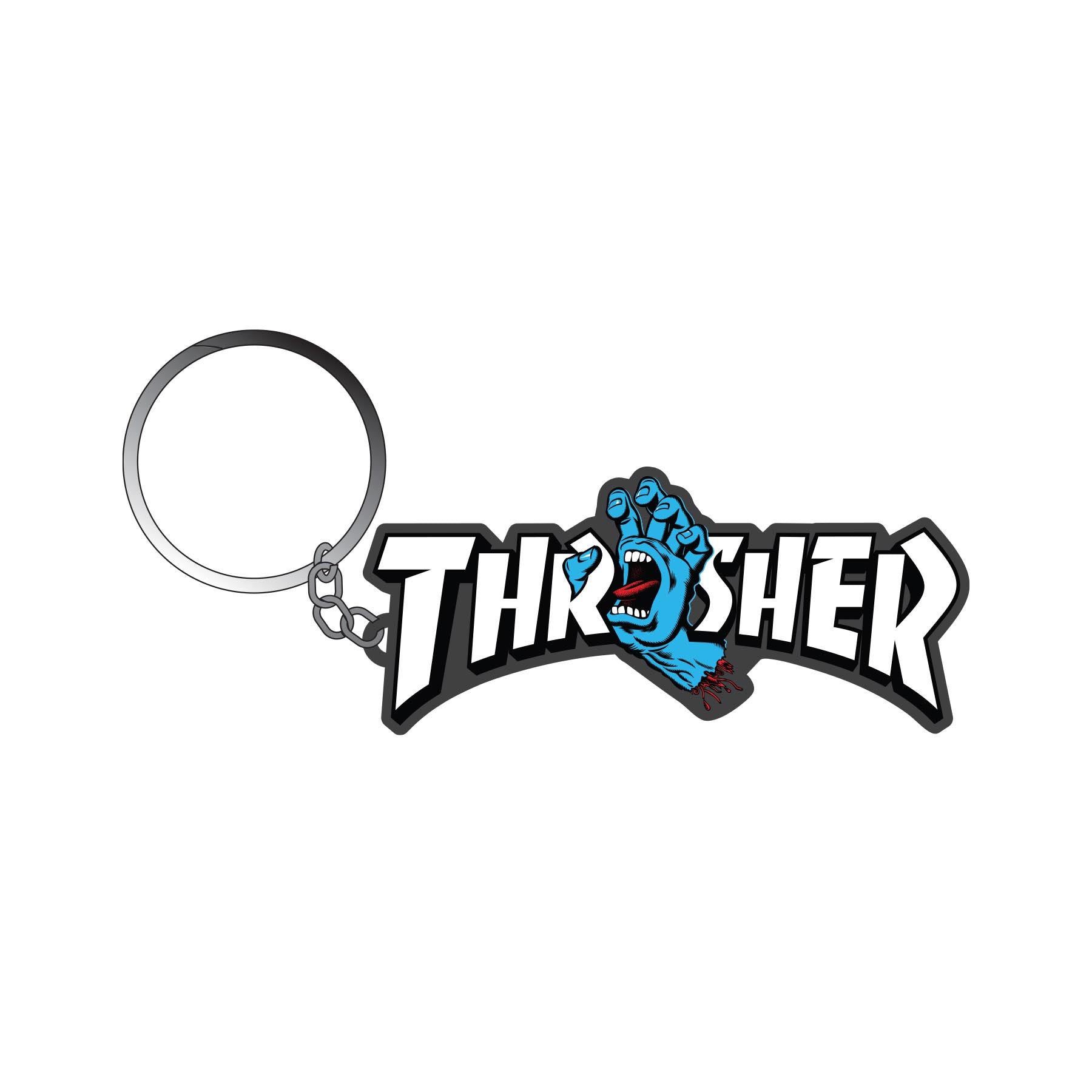Santa Cruz X Thrasher Screaming Logo Key Chain - Black/Blue