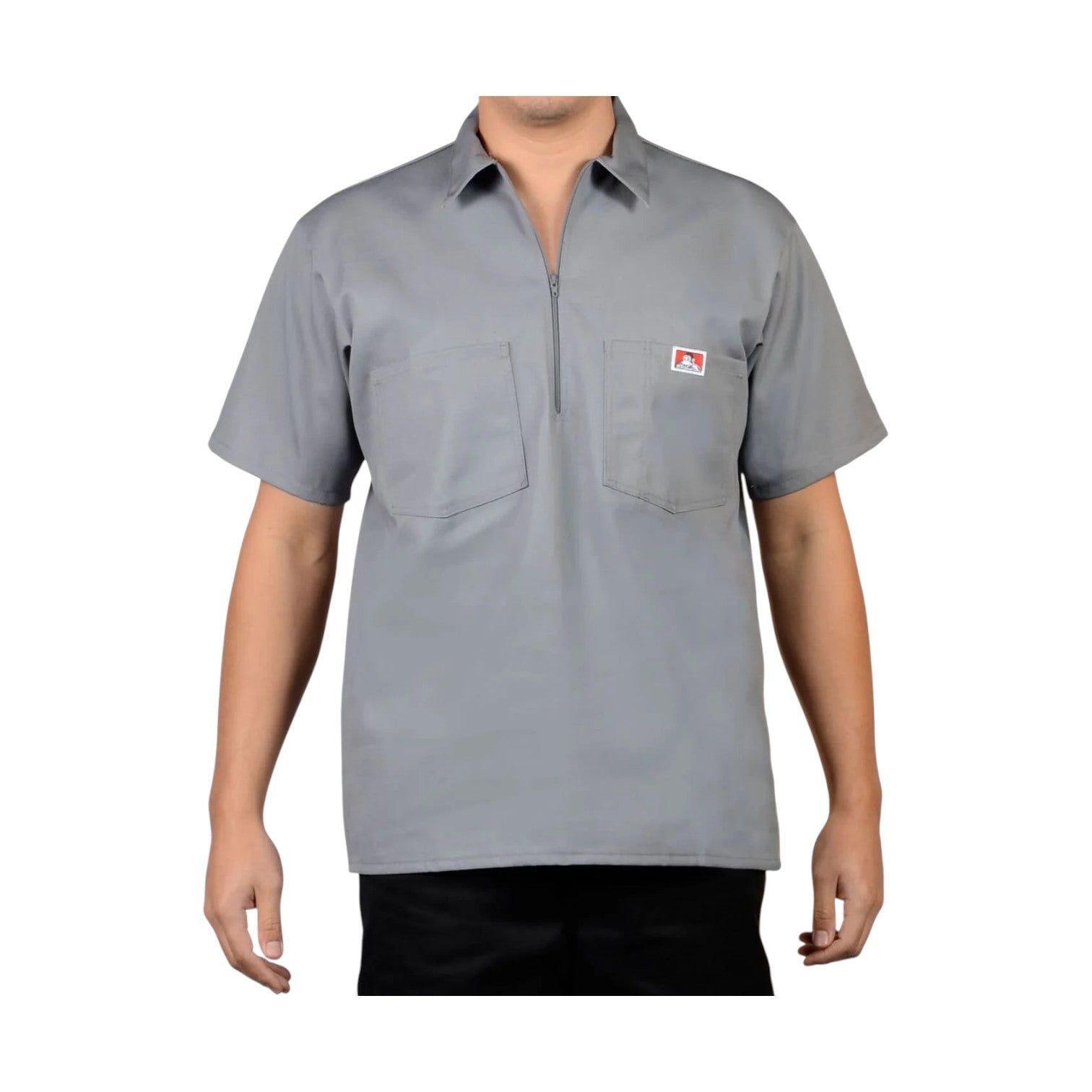 Ben Davis Short Sleeve Solid 1/2 Zip - Light Grey