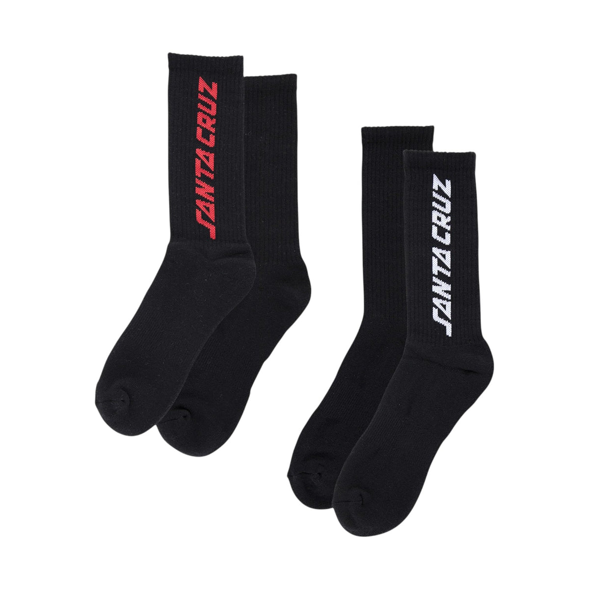 Santa Cruz Solid Strip 2-Pack Crew Socks - Black