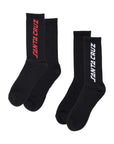 Santa Cruz Solid Strip 2-Pack Crew Socks - Black