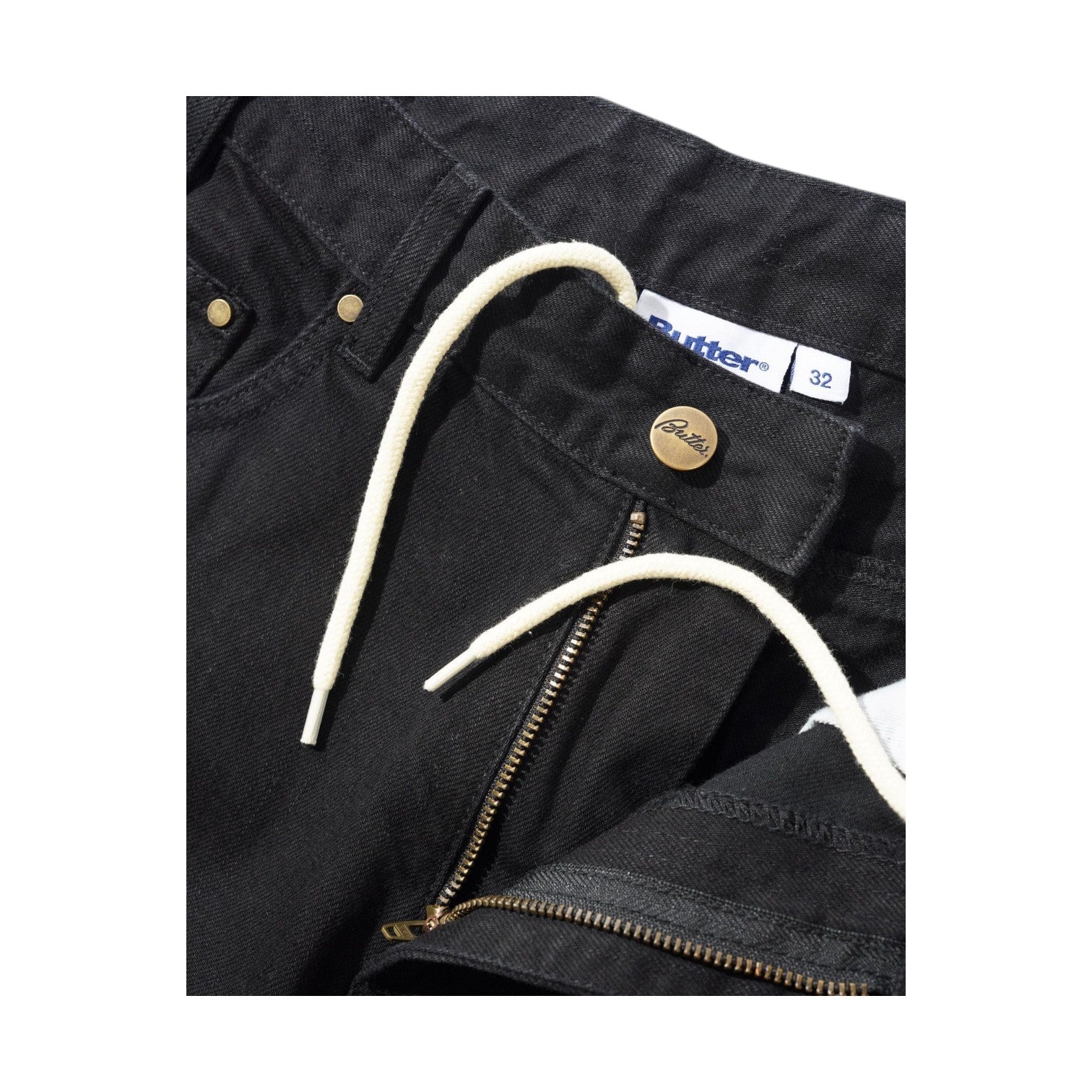 Buttergoods Wide Cut Denim Jeans - Flat Black Selvedge