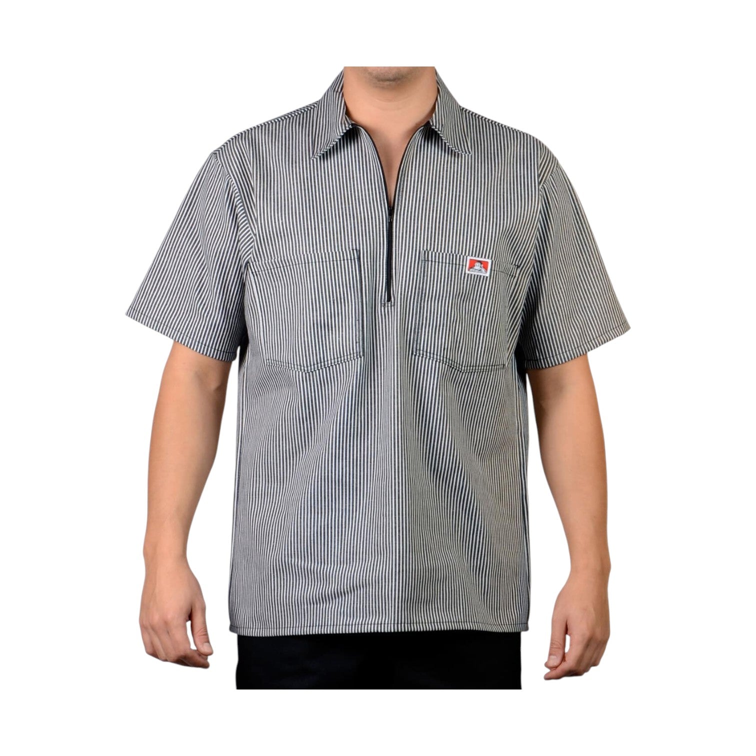 Ben Davis Short Sleeve Stripe 1/2 Zip - Black