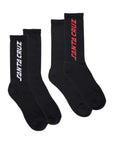 Santa Cruz Solid Strip 2-Pack Crew Socks - Black