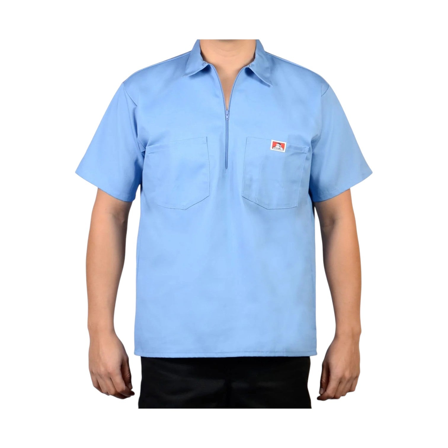 Ben Davis Short Sleeve Solid 1/2 Zip - Light Blue