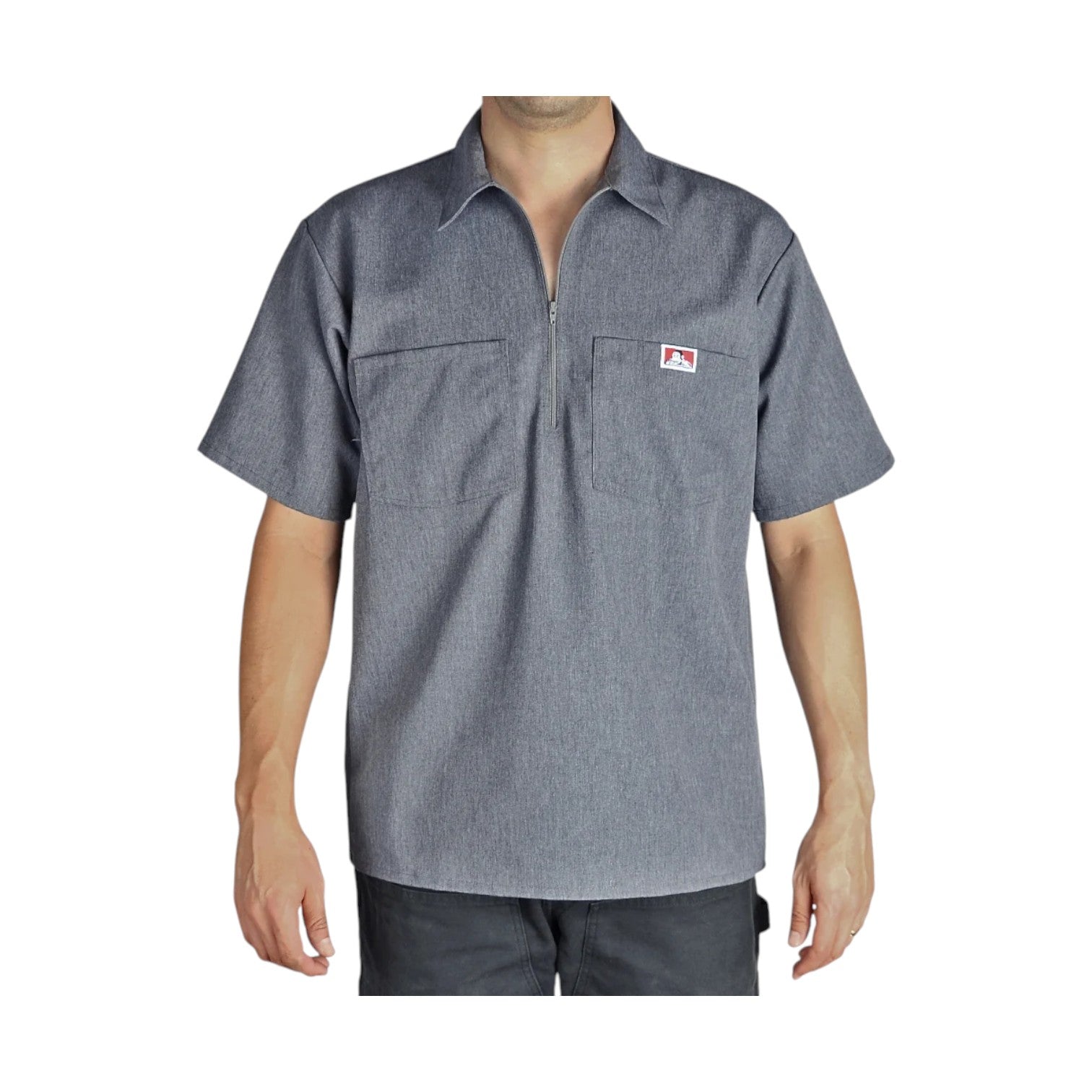 Ben Davis Short Sleeve Solid 1/2 Zip - Charcoal Heather
