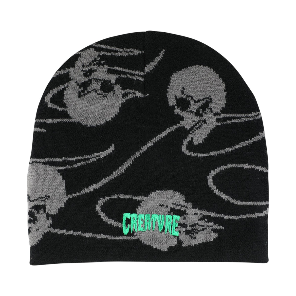 Creature Spiral Skull Beanie - Black