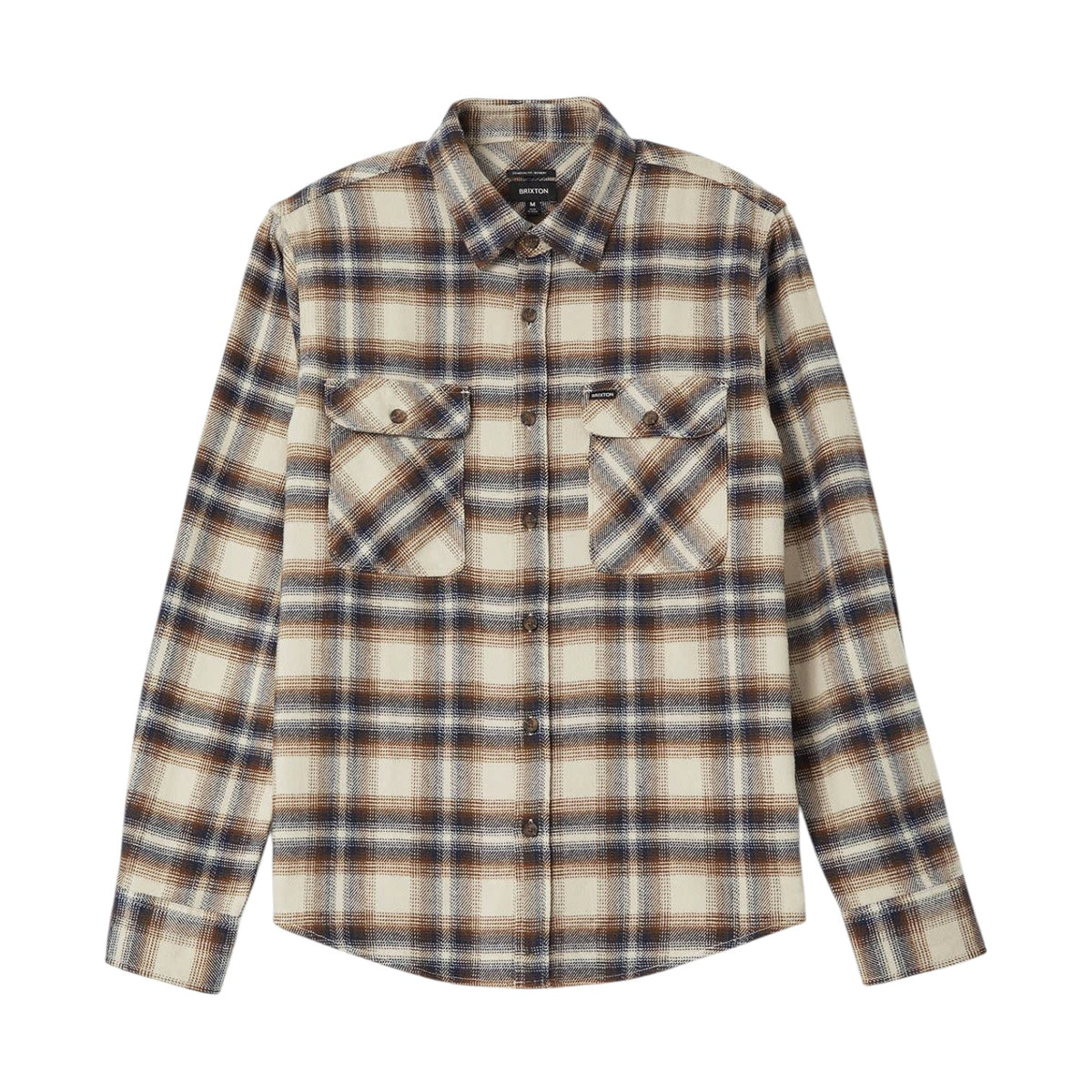 Brixton Bowery Flannel - Soft Brown Plaid