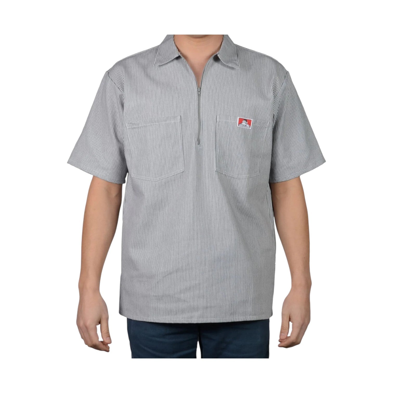 Ben Davis Short Sleeve Stripe 1/2 Zip - Hickory