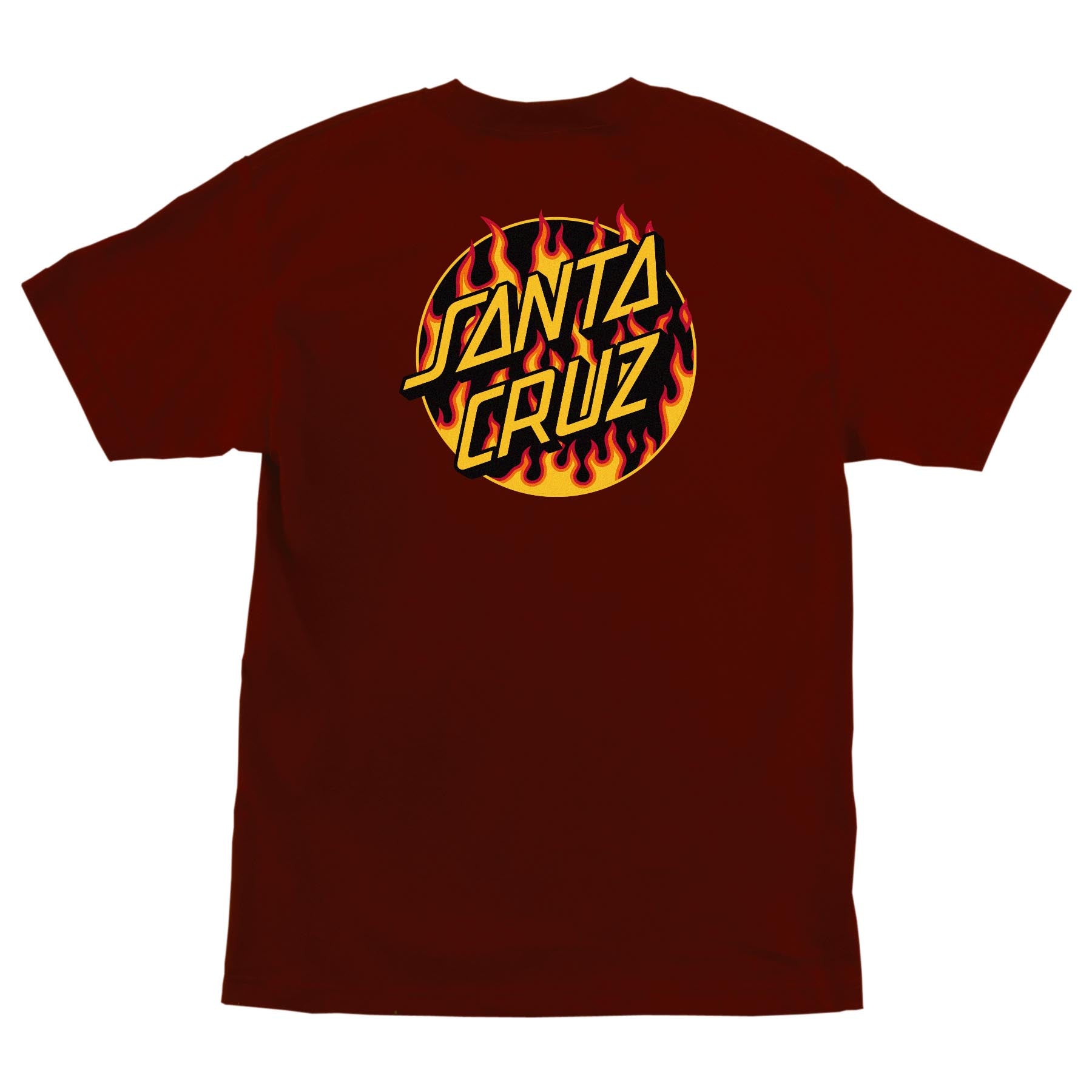 Santa Cruz X Thrasher Flame Dot S/S T-Shirt - Burgundy – Icon