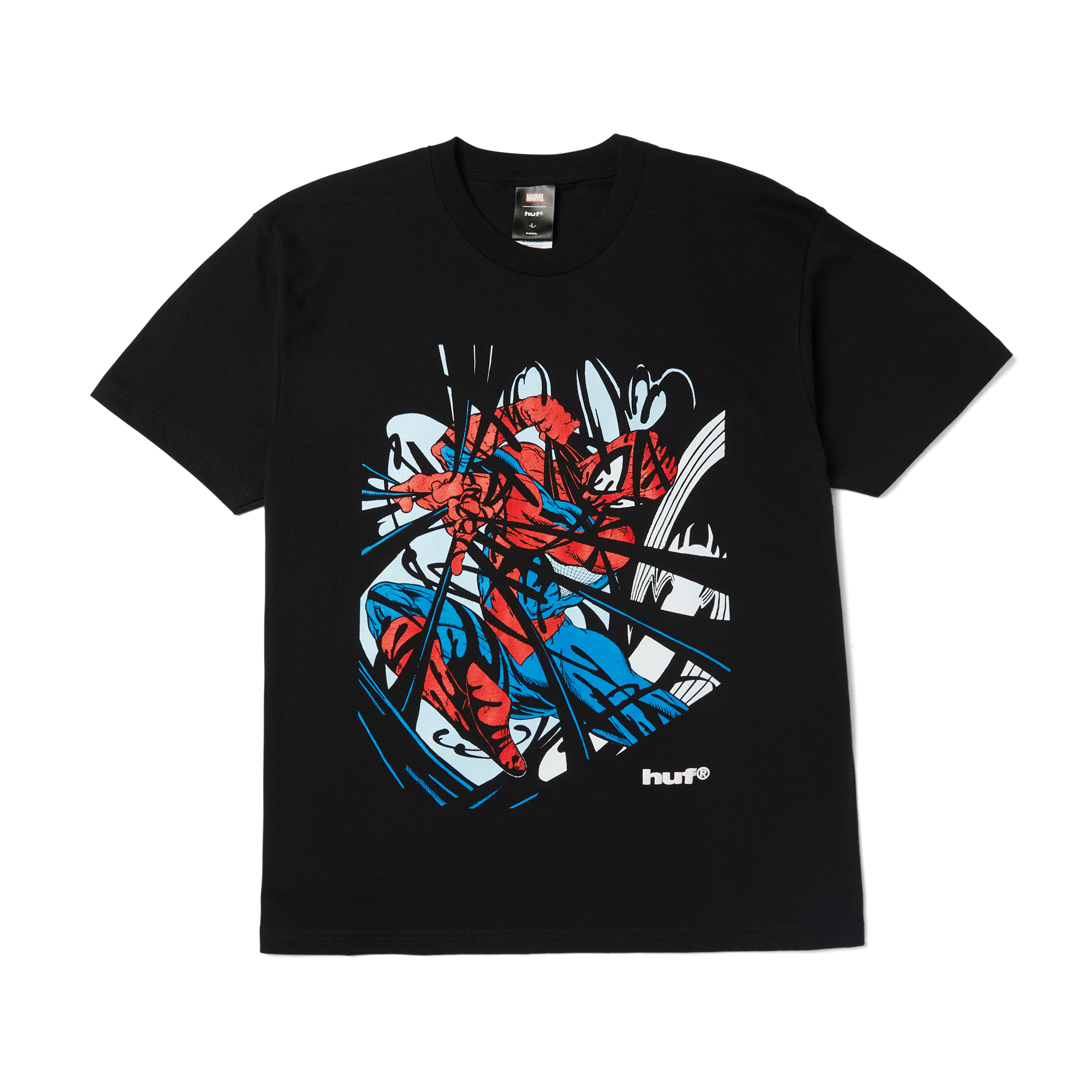 Huf x Spiderman Entangled SS Washed Tee - Washed Black