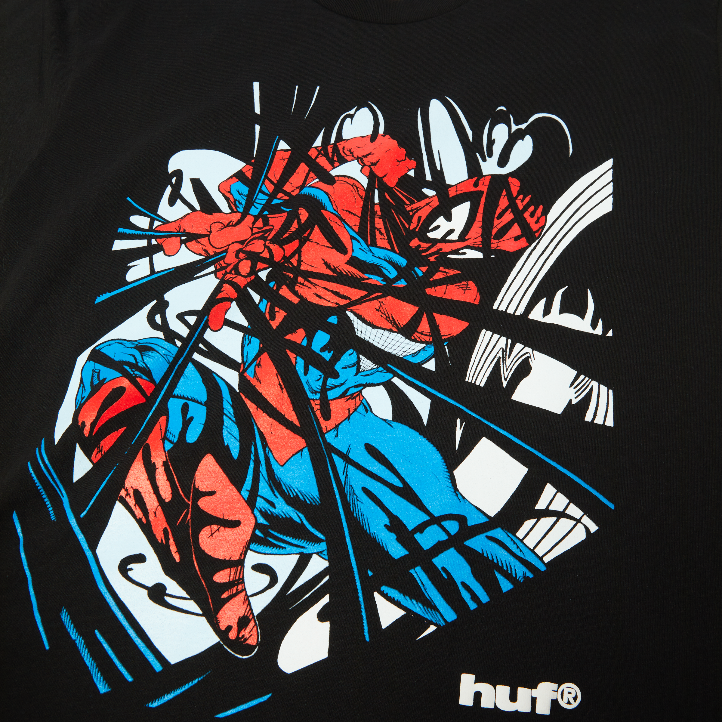 Huf x Spiderman Entangled SS Washed Tee - Washed Black
