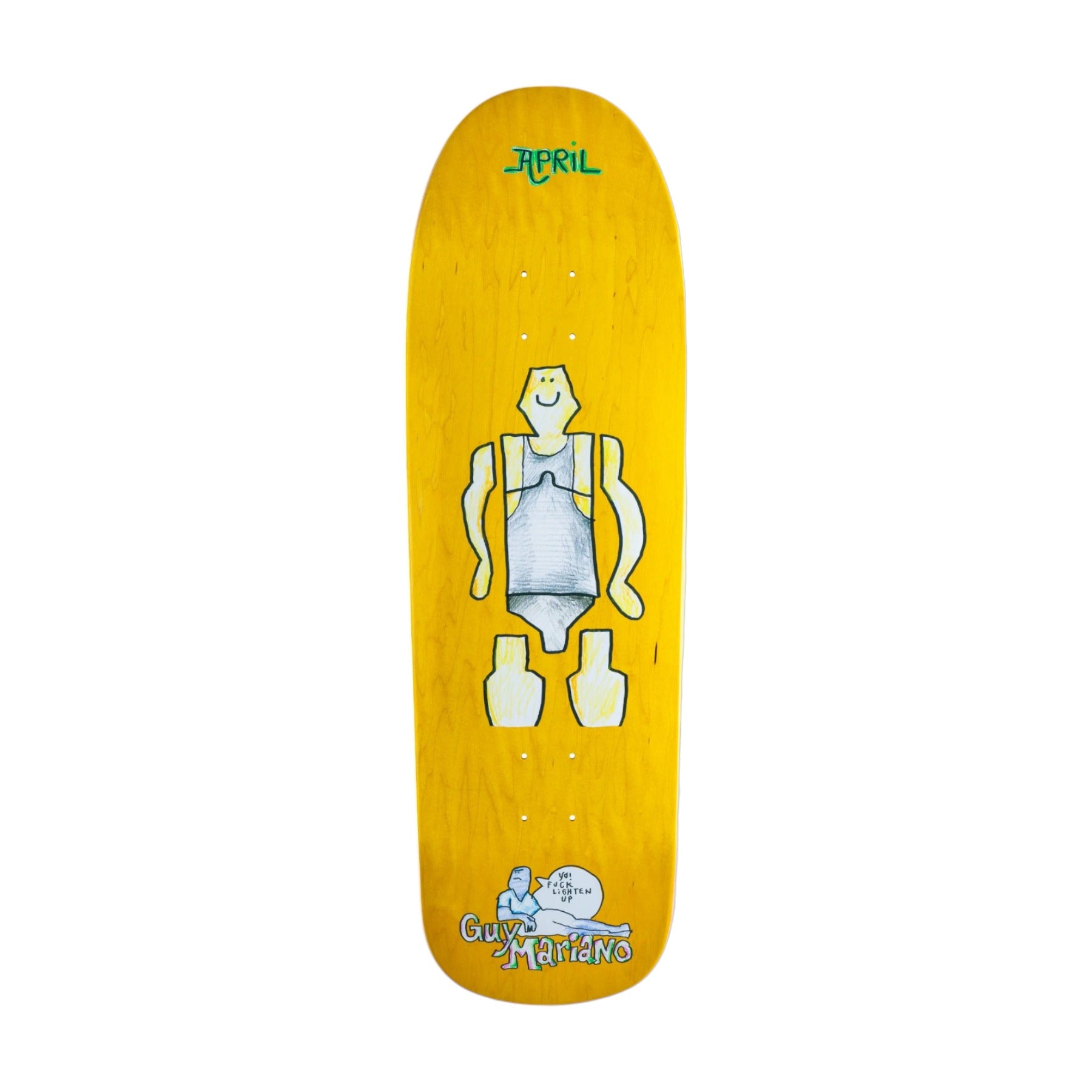 April Guy By Gonz Yellow Skateboard Deck -9.6&quot;